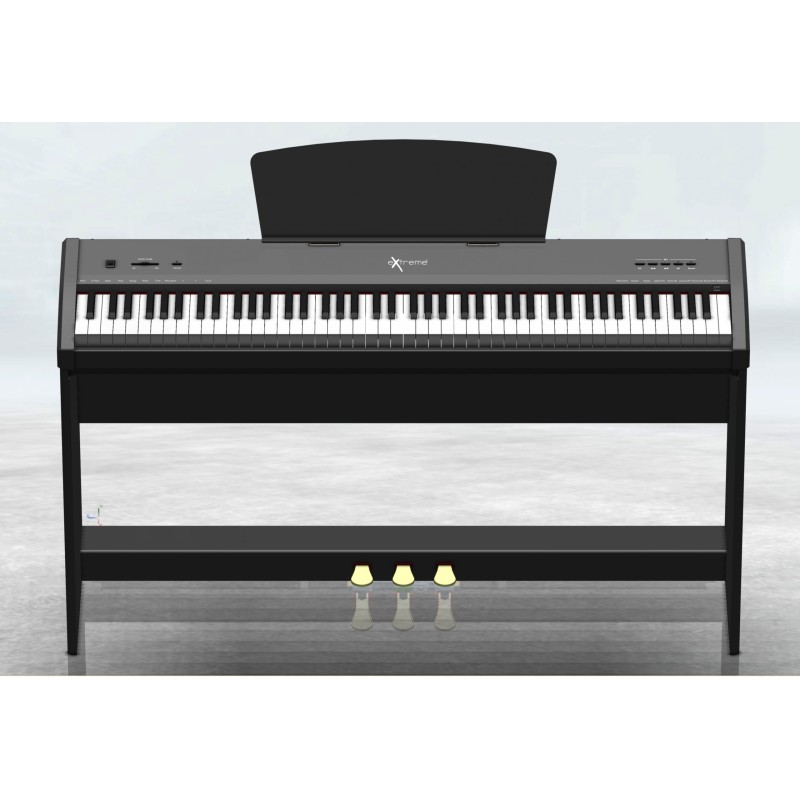 EXTREME P50 PIANOFORTE DIGITALE 88 TASTI PESATI STAGE PIANO STAND IN LEGNO GRUPPO 3 PEDALI PLAYER MP3 USB