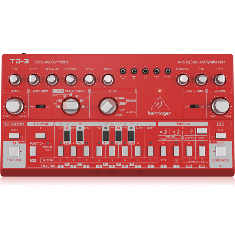 BEHRINGER TD-3 RD RED SINTETIZZATORE ANALOGICO DI BASSI CON STEP SEQUENCER ARPEGGIATORE E FILTRO RISONANTE