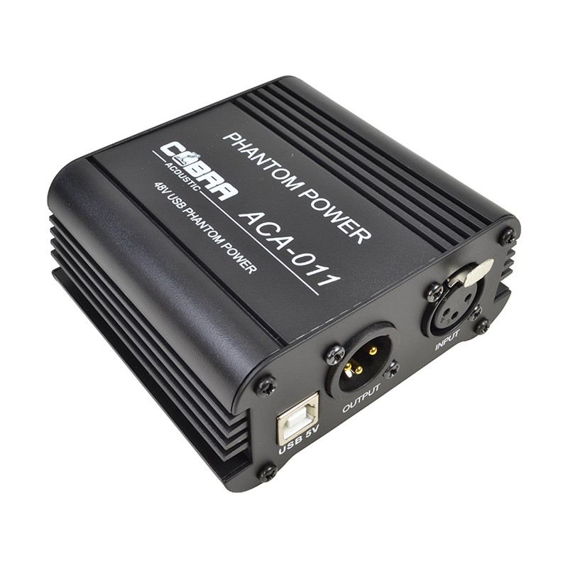 COBRA ACA-011 ALIMENTATORE PHANTOM +48V ESTERNO USB CON INTERRUTTORE ON - OFF CHASSIS IN METALLO