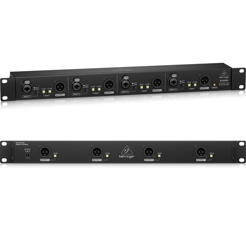 BEHRINGER DI4800A DIRECT BOX ULTRA DI-BOX ATTIVA 4 CANALI UNA UNITA RACK CONVERTITORE SEGNALE JACK A XLR
