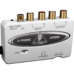 BEHRINGER UFO202 U-PHONO INTERFACCIA AUDIO 48 KHZ USB + SOFTWARE + PREAMPLIFICATORE PER GIRADISCHI IPAD IPOD CON PHONO PREAMP GR