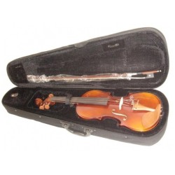 OLVEIRA VV150 VIOLINO 3/4 TOP ABETE MASSELLO FONDO ACERO MASSELLO LEGNO GIUGGIOLO PIOLI MENTONIERA CORDIERA + CUSTODIA + ARCHETT