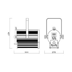 ATOMIC4DJ 61054 SCALA 100 FARO TEATRALE FRESNEL SPOTLIGHT 100 WATT LED WW 3200K - 5000K + BARNDORS