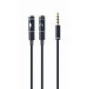 CABLEXPERT 3.5 MM AUDIO + MICROPHONE ADAPTER CABLE, 0.2 M, METAL CONNECTORS