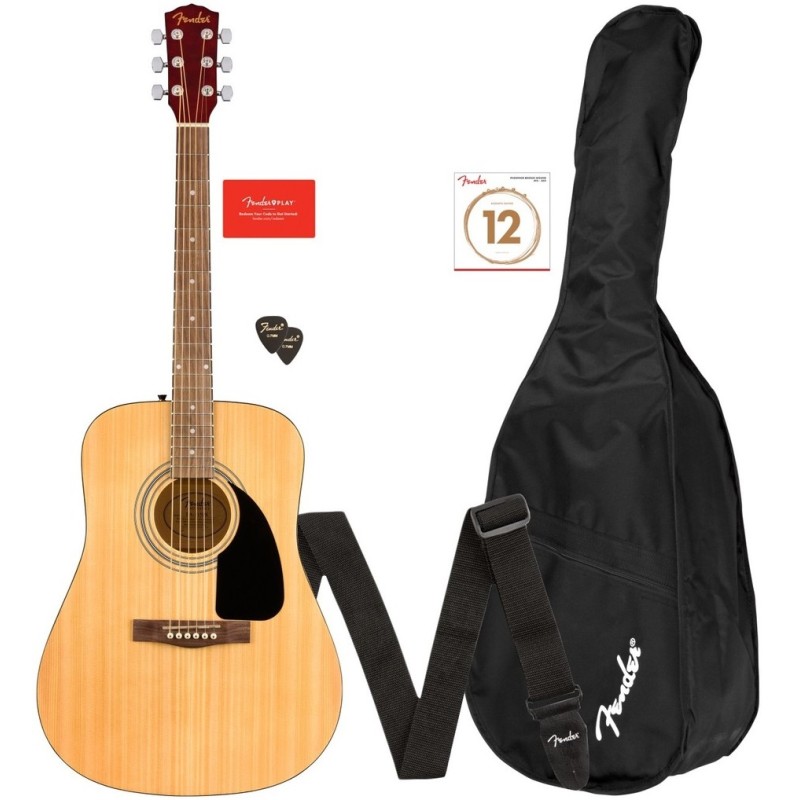 FENDER FA115 DREADNOUGHT PACK WALNUT KIT CON CHITARRA ACUSTICA BORSA TRACOLLA PLETTRI E LEZIONI ONLINE