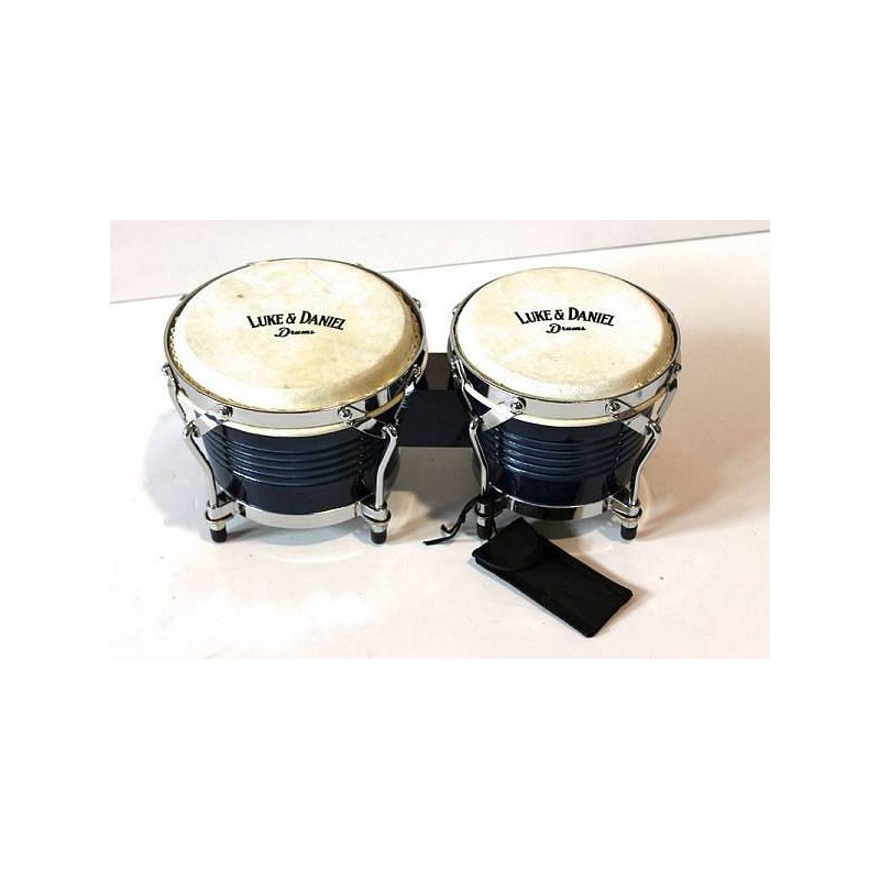LUKE & DANIEL JD105B BLU DOPPI BONGHI IN LEGNO MISURA 6.5" + 7.5" VERA PELLE ACCORDATURA MECCANICA COLORE BLU