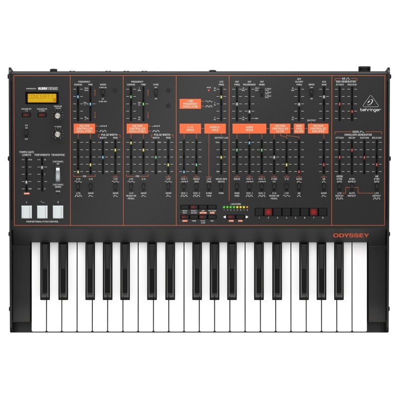 BEHRINGER ODYSSEY SINTETIZZATORE ANALOGICO 37 TASTI ARPEGGIATORE E SEQUENCER INCORPORATI FX KLARK TEKNIK MIDI - USB EX-DEMO
