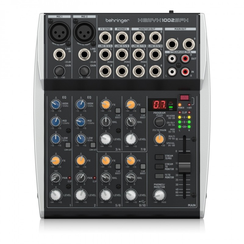 BEHRINGER XENYX 1002SFX MIXER 10 INPUT EFFETTI KLARK TEKNIK INTERFACCIA USB