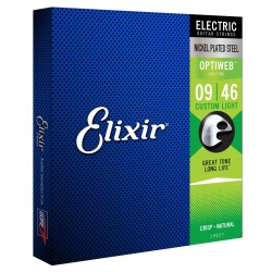 ELIXIR OPTIWEB 19027 CUSTOM LIGHT MUTA DI CORDE PER CHITARRA ELETTRICA NIKEL WOUND 009-046