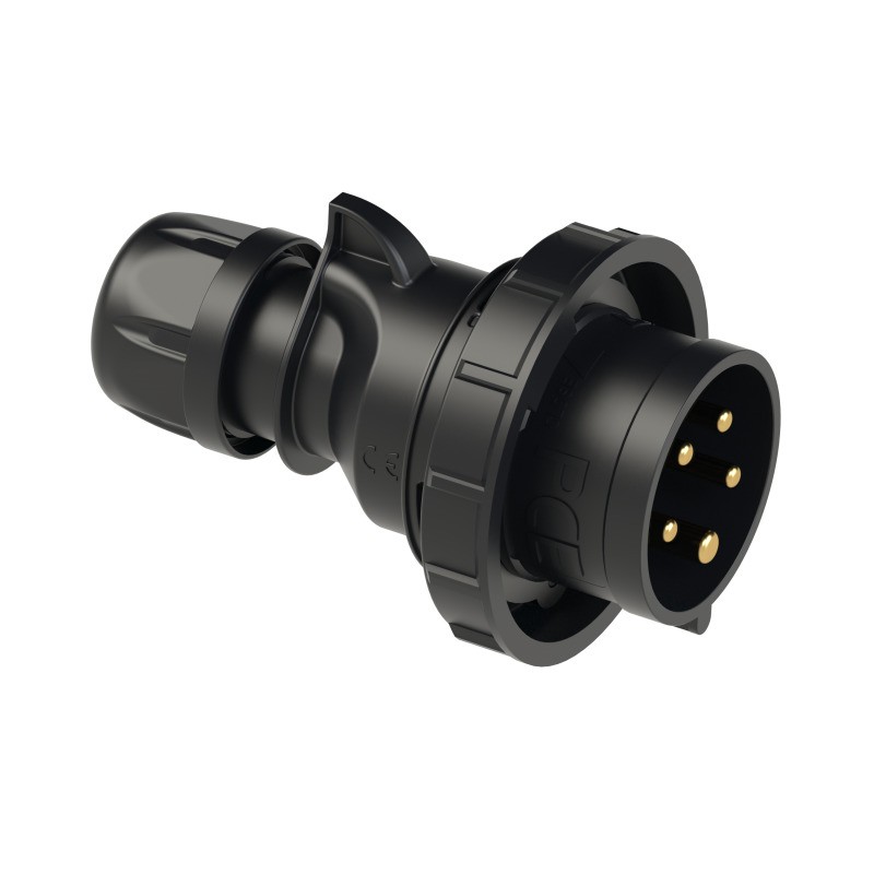 PCE-0252-6X SPINA CEE 32A 5P (3P+N+T) 400V IP67 5 POLI MASCHIO SHARK BLACK