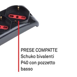 ROSI EMILIA RS94002 MULTIPRESA 3 USCITE SCHUKO+10A+16A INTERRUTTORE LUMINOSO CAVO 1.5MT