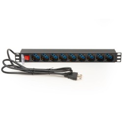LINK MULTIPRESA ALIMENTAZIONE RACK 19" 9 PRESE UNIVERSALI UNEL TRIPOLARI/SCHUKO CON INTERRUTTORE