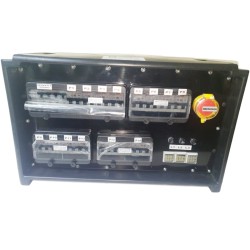 QUADRO CORRENTE POWERBOX SPINA 63A PENTAPOLARE TRIFASE 12 PRESE CEE 16A MONOFASE + 2 32A 5P 3 SPIE VOLTOMETRO AMPEROMETRO EMERGE