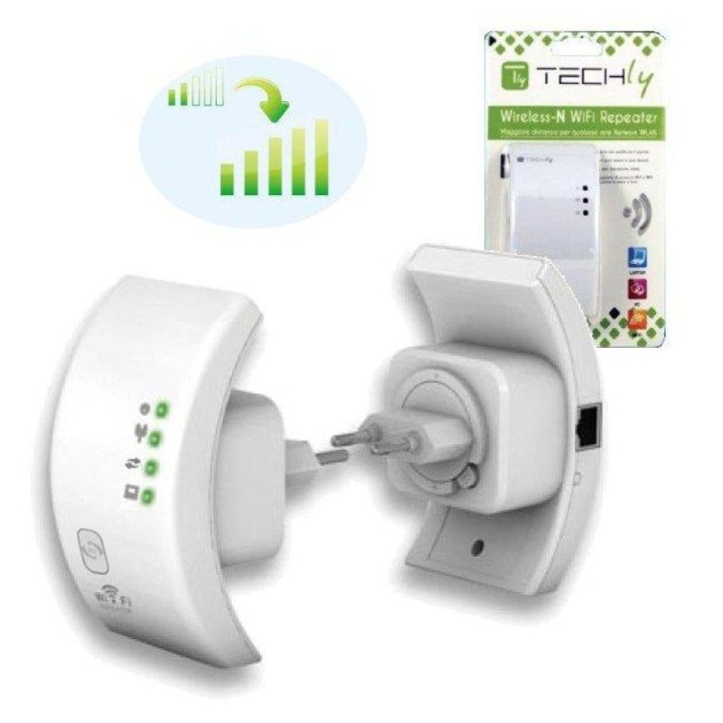 Techly Ripetitore Wireless 300N (Range Extender) con WPS Bianco 
