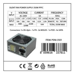 Nilox PSNI-3501 alimentatore per computer 350 W 20+4 pin ATX Argento