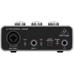 BEHRINGER UM2 U-PHORIA INTERFACCIA 2X2 USB SCHEDA AUDIO 2 IN 2 OUT PREAMPLIFICATORE MICROFONICO SOFTWARE PC MAC