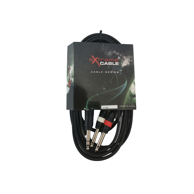 EXTREME 1JS2J3 JACK STEREO 1/4" 6.3mm - 2 JACK MONO 1/4" 6.3mm CAVO AUDIO DI SEGNALE SCHERMATO 3mt.