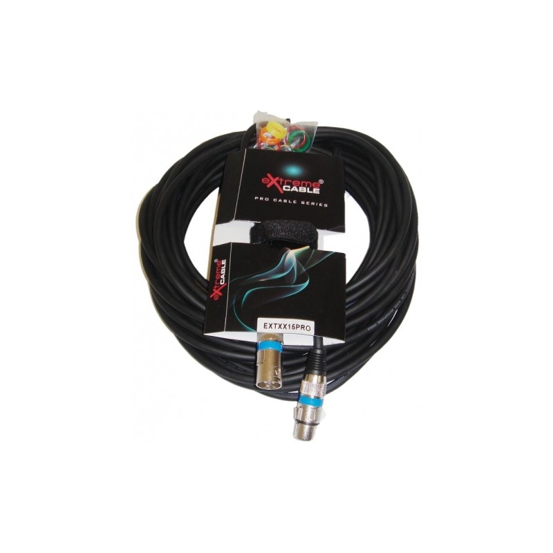 EXTREME CAVO MICROFONO/CASSE 15 METRI 1 CONNETTORE XLR MASCHIO 1 FEMMINA + STRAP + 12 ANELLINI CAVO MICROFONICO 6.5MM CONNETTORI