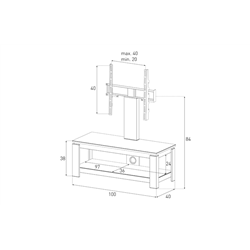SONOROUS HG-1025-B-BLK SUPPORTO PER TELEVISORE A COLONNA PER PANNELLI FINO A 42" COLORE NERO
