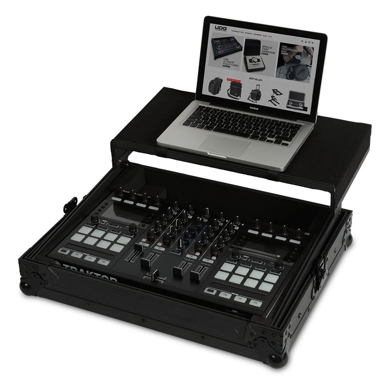 UDG ULTIMATE FLIGHT CASE NATIVE INSTRUMENTS TRAKTOR KONTROL S5/S4 BLACK PLUS FLIGHT CASE PROFESSIONALE + LAPTOP COLORE NERO