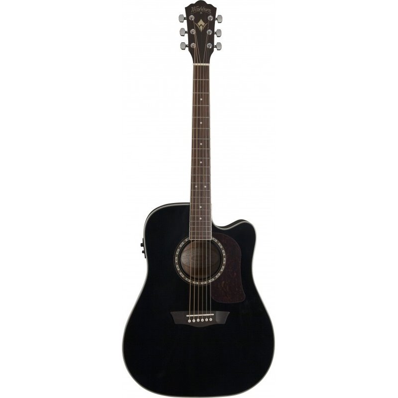 WASHBURN HD-10SCEB CHITARRA ACUSTICA ELETTRIFICATA 4/4 TOP ABETE FONDO E FASCE IN MOGANO SPALLA MANCANTE COLORE NERO