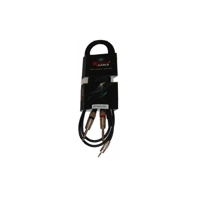 EXTREME 1MJS2J2PRO MINI JACK STEREO 1/8" 3.5mm 2 JACK 6.3mm CAVO AUDIO DI SEGNALE SCHERMATO 2mt.