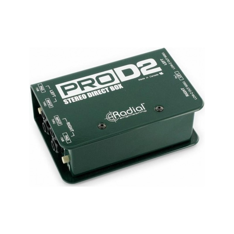 RADIAL PROD2 DIRECT BOX PASSIVA STEREO PRO DI-BOX D2 A 2 CANALI TRASFORMATORI D-2 ECLIPSE ET-DB2