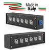 POWER-BOX NERO CIABATTA ALIMENTAZIONE PALCO POWERCON MADE IN ITALY SPIA RETE INGRESSO 20A NEUTRIK POWER-IN BLUE 6 20AMP POWER-OU