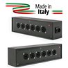POWER-BOX NERO CIABATTA ALIMENTAZIONE PALCO POWERCON MADE IN ITALY SPIA RETE INGRESSO POWERCON TRUE1 16A USCITE 6 TRUE1 16A