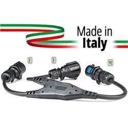 SPLITTER CEE SDOPPIO MADE IN ITALY SPINA PCE 32A MASCHIO 3 POLI 2P+T IP44 A 2 PRESE 32A FEMMINA PCE