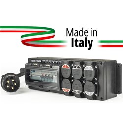 POWER-BOX SPINA 32A 5P 3P+N+T IN MASCHIO 6 USCITE PRESA SCHUKO 16A 3P IP54 - DOPPIA PROTEZIONE RCCB 40A + 6 MCB