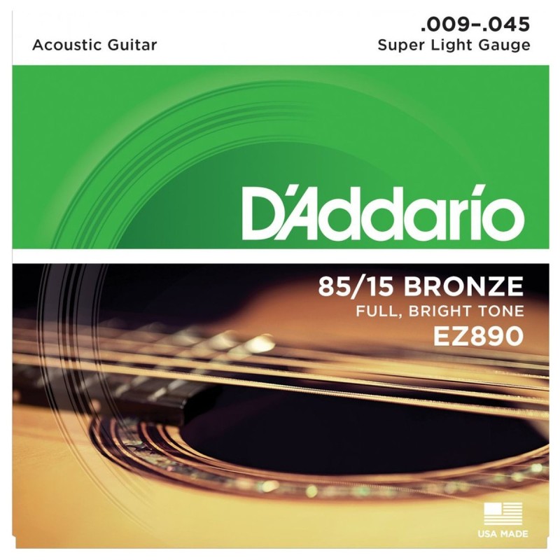 D'ADDARIO EZ890 CORDIERA PER CHITARRA ACUSTICA 80/15 BRONZE WOUND SUPER LIGHT - 009/045
