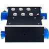 POWER-BOX NERO CIABATTA ALIMENTAZIONE PALCO POWERCON SPIA RETE INGRESSO 16A 3P USCITE 6 POWERCON 20AMP POWER-OUT GREY 16A LOOP O