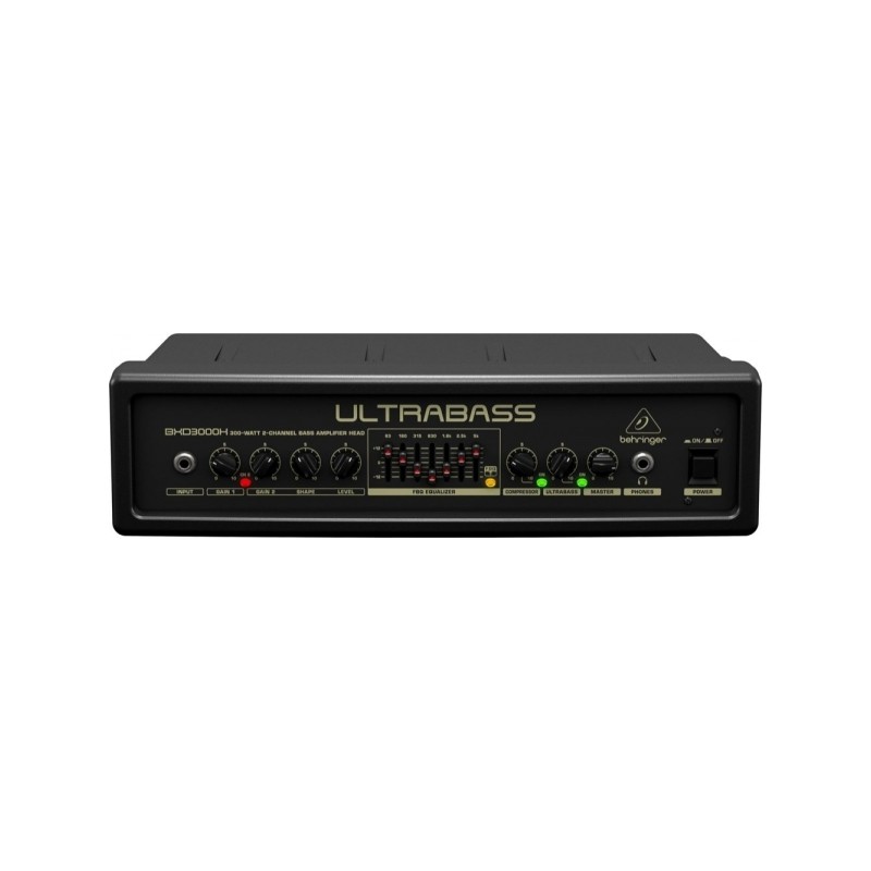 BEHRINGER BXD3000H ULTRABASS TESTATA PER BASSO 300 WATT COMPRESSORE DI-OUT EQUALIZZATORE 7 BANDE ANALIZZATORE FBQ