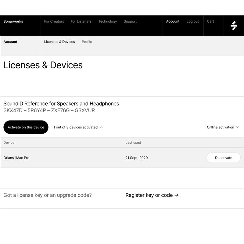 SONARWORKS UPGRADE DA REFERENCE 4 HE A SOUNDID PER CUFFIE - CODICE