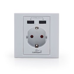 ENERGENIE PRESA A MURO CA CON CARICATORE USB A 2 PORTE, 2,4 A