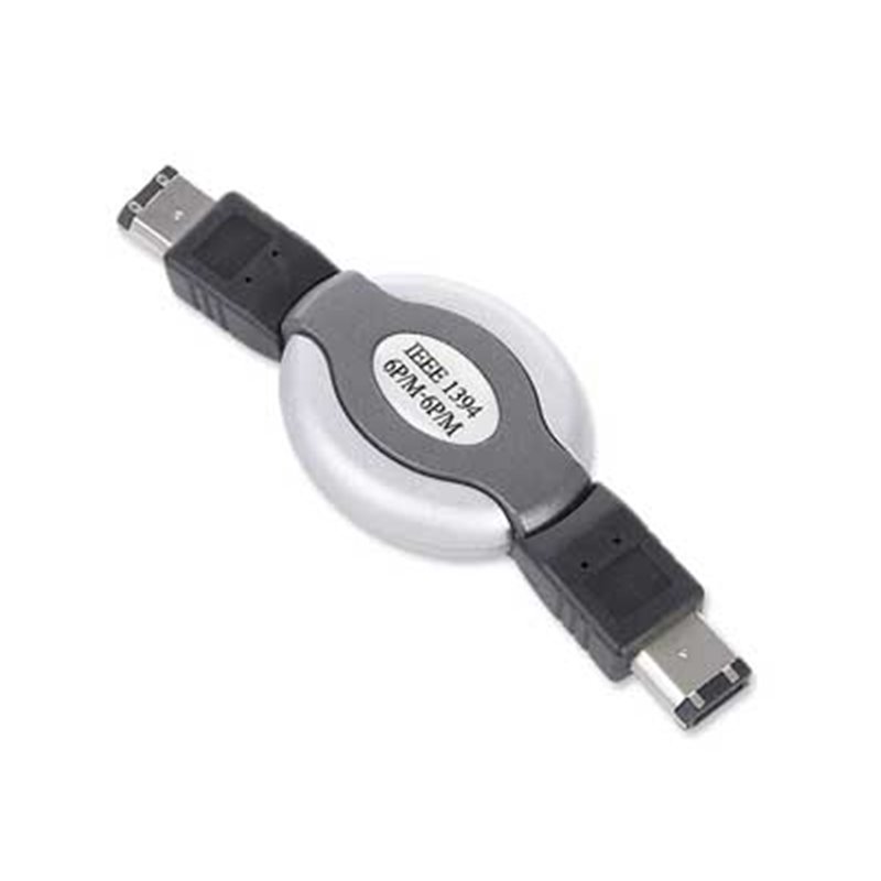 GEMBIRD COMPACT RETRACTABLE FIREWIRE (IEEE1394 STANDARD) CABLE, 6PM TO 6PM GOLD PLATED CONNECTORS, RETAIL BLISTER PACKAGE
