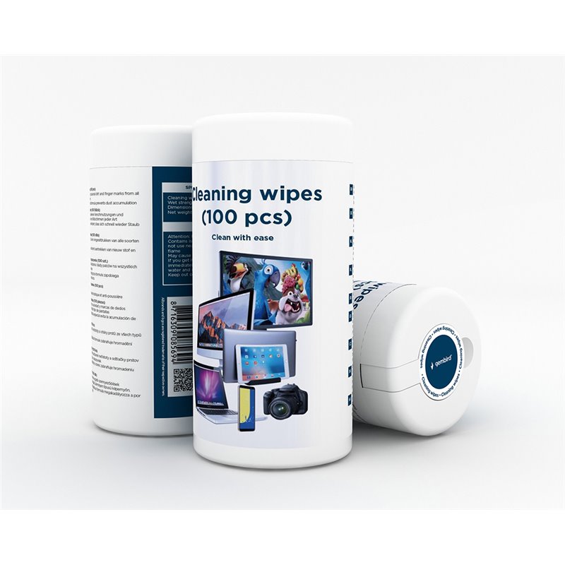 GEMBIRD ALCOHOL SCREEN CLEANING WIPES (100 PCS)