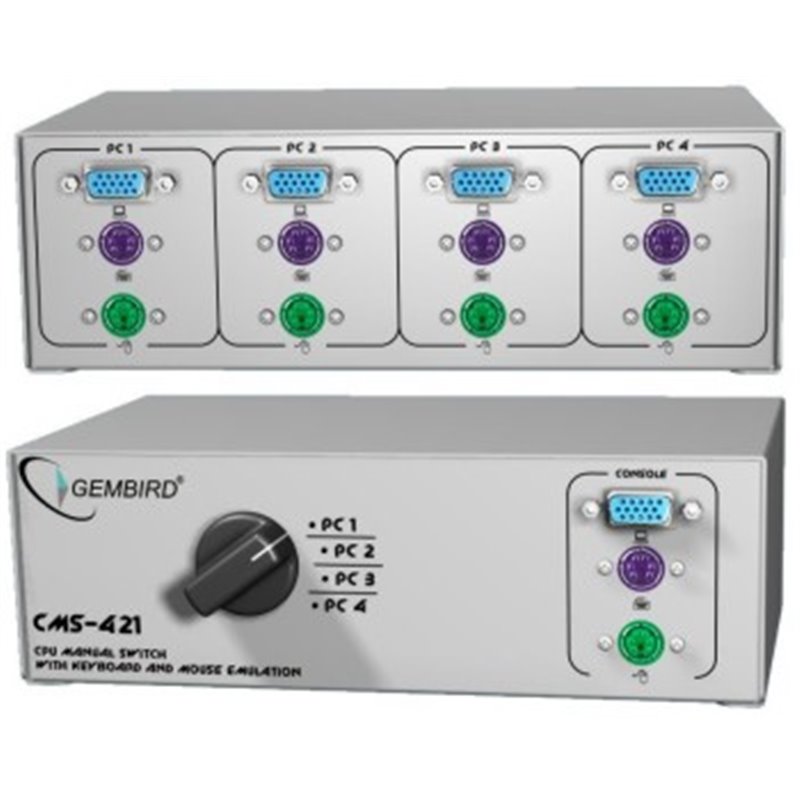 GEMBIRD MANUAL CPU SWITCH WITH KEYBOARD/MOUSE EMULATION FOR 4 PCS