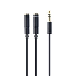 CABLEXPERT SPLITTER CAVO AUDIO 3.5 MM, 10 CM, NERO, CONNETTORI IN METALLO