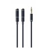 CABLEXPERT SPLITTER CAVO AUDIO 3.5 MM, 10 CM, NERO, CONNETTORI IN METALLO