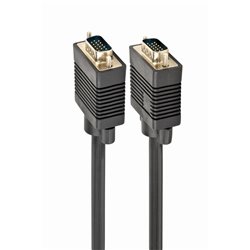 CABLEXPERT PREMIUM VGA HD15M/HD15M DUAL-SHIELDED W/2*FERRITE 10FT CABLE, BLACK COLOR