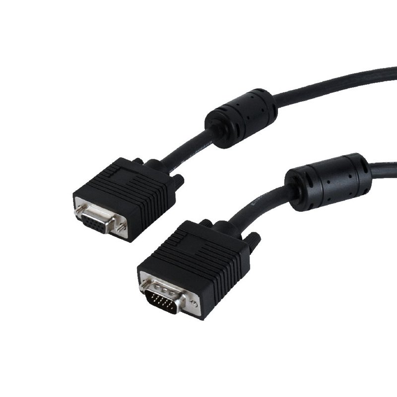 CABLEXPERT PREMIUM VGA-EXT HD15M/HD15F DUAL-SHIELDED W/2*FERRITE 10FT CABLE, BLACK