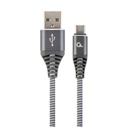 CABLEXPERT CAVO TYPE-C USB INTRECCIATO IN COTONE CON CONNETTORI METALLICI, 2 M, NERO