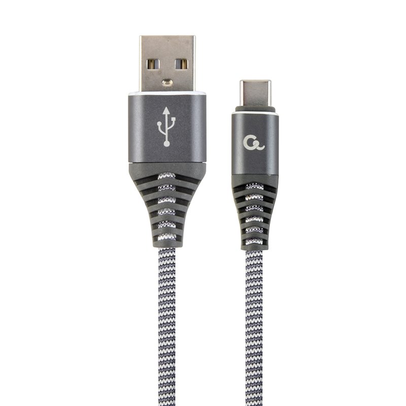 CABLEXPERT CAVO TYPE-C USB INTRECCIATO IN COTONE CON CONNETTORI METALLICI, 2 M, NERO