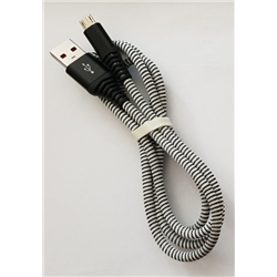 CABLEXPERT PREMIUM COTTON BRAIDED MICRO-USB CHARGING AND DATA CABLE, 1 M, BLACK/WHITE