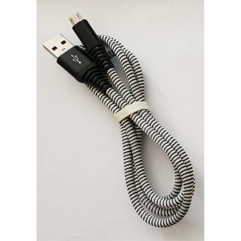 CABLEXPERT PREMIUM COTTON BRAIDED MICRO-USB CHARGING AND DATA CABLE, 1 M, BLACK/WHITE