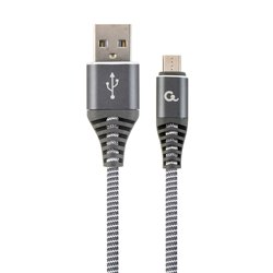 CABLEXPERT PREMIUM COTTON BRAIDED MICRO-USB CHARGING AND DATA CABLE, 1 M, SPACEGREY/WHITE