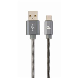 CABLEXPERT CAVO TYPE-C USB INTRECCIATO IN COTONE CON CONNETTORI METALLICI, 2 M, NERO