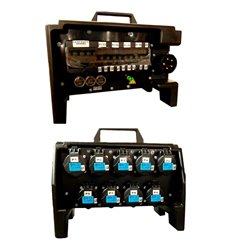QUADRO CORRENTE POWERBOX TARTARUGA SPINA 32A PENTAPOLARE TRIFASE 9 PRESE CEE 16A MONOFASE 3 SPIE VOLTOMETRO AMPEROMETRO